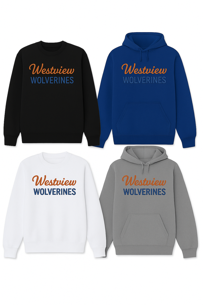 Westview Wolverines Classic Embroidered  (Blue, XS, Crew Neck)